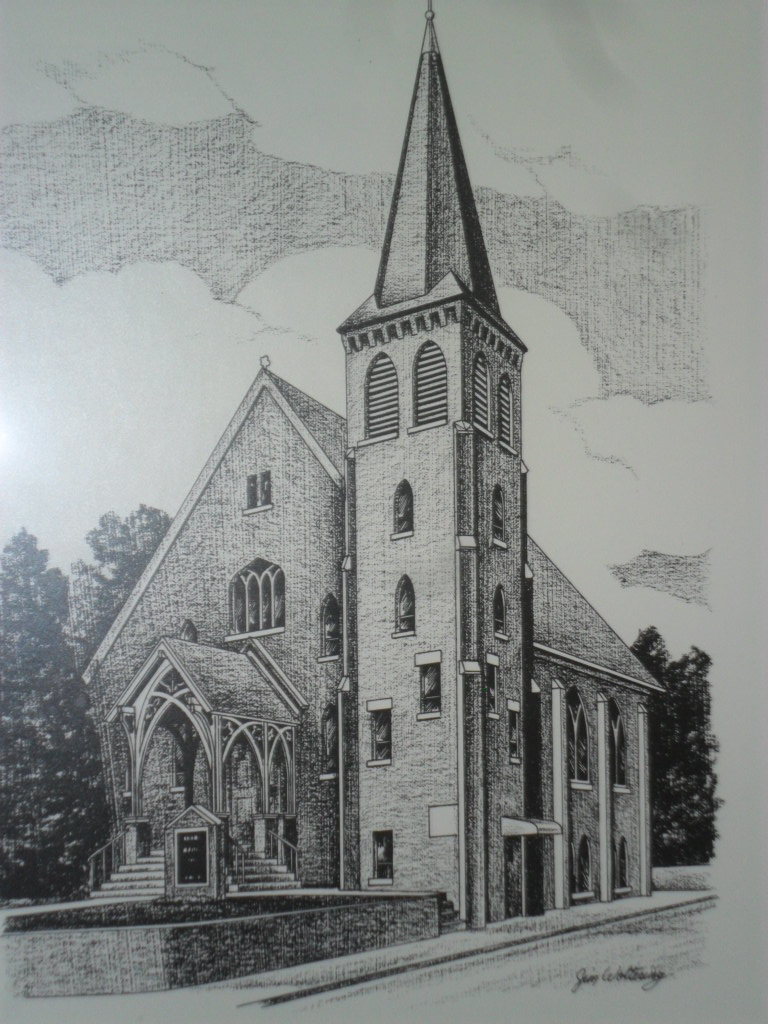 Black  White Photo of Church
